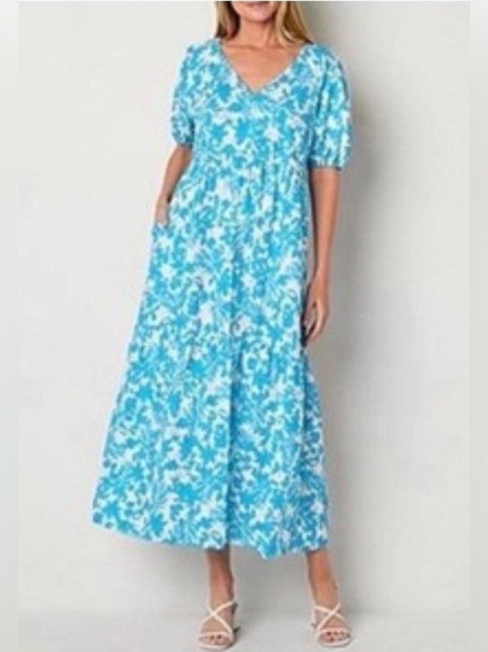 Peyton & Parker Aruba Floral Cotton Nautical Maxi Dress Size Large